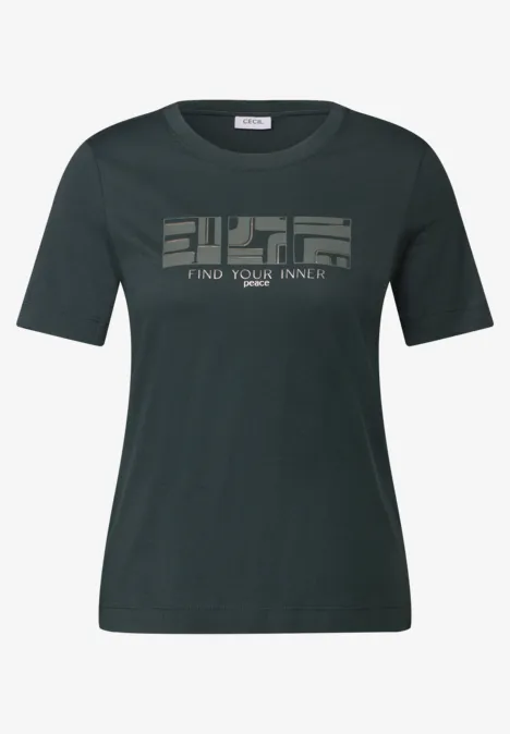 Basic T-Shirt mit Print slate khaki
