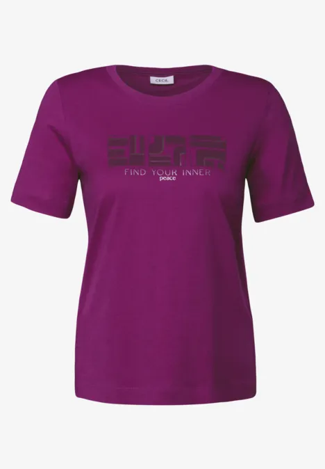 Basic T-Shirt mit Print anemone pink