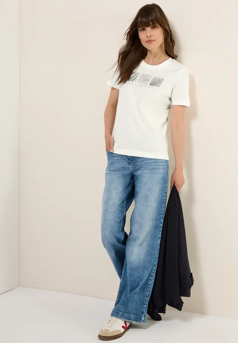 Shirt met print aan de voorkant vanilla white