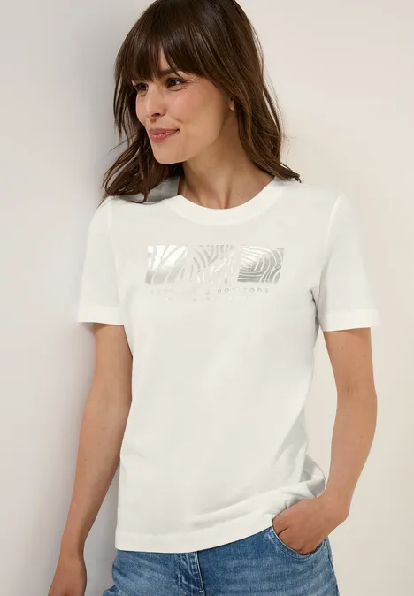 Shirt met print aan de voorkant vanilla white