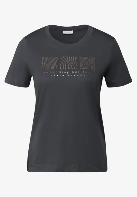 T-Shirt mit Frontprint volcanic grey