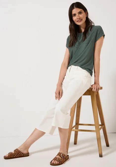 Shirt mit Stick-Muster dark balmy khaki