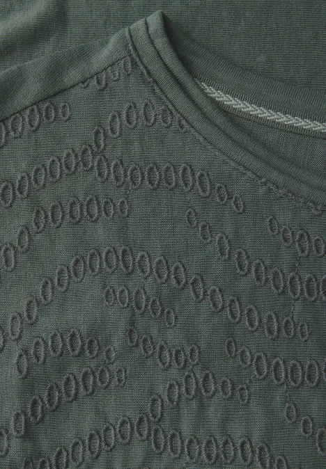 Shirt mit Stick-Muster dark balmy khaki