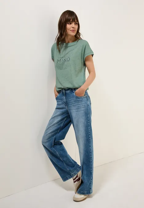 Shirt im Ausbrenner-Look matcha green