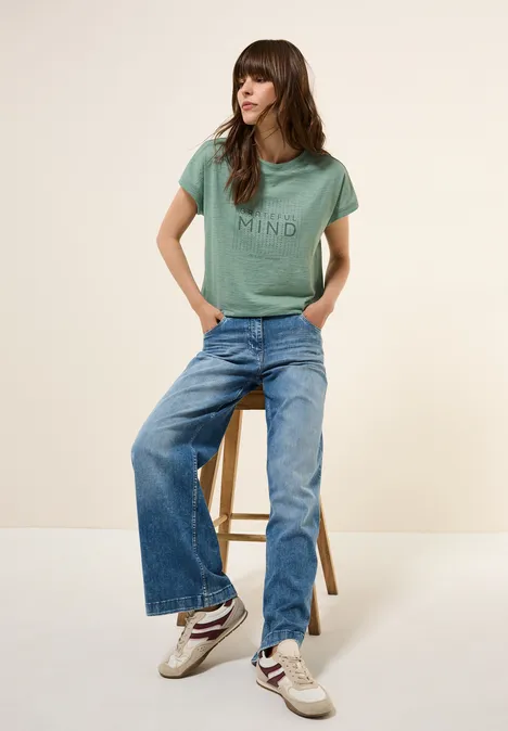 Shirt im Ausbrenner-Look matcha green