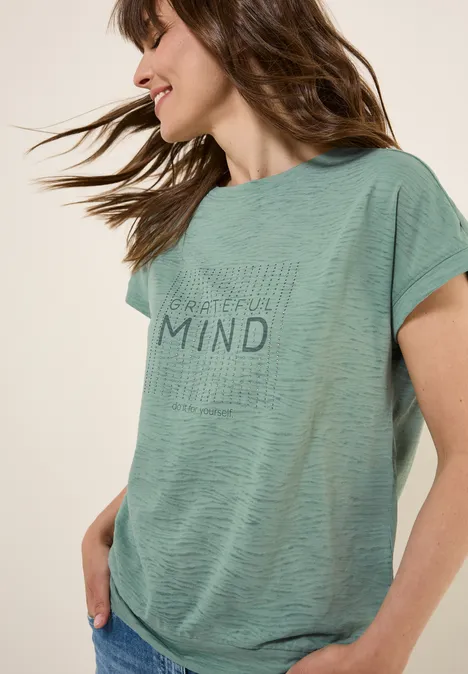 Shirt im Ausbrenner-Look matcha green