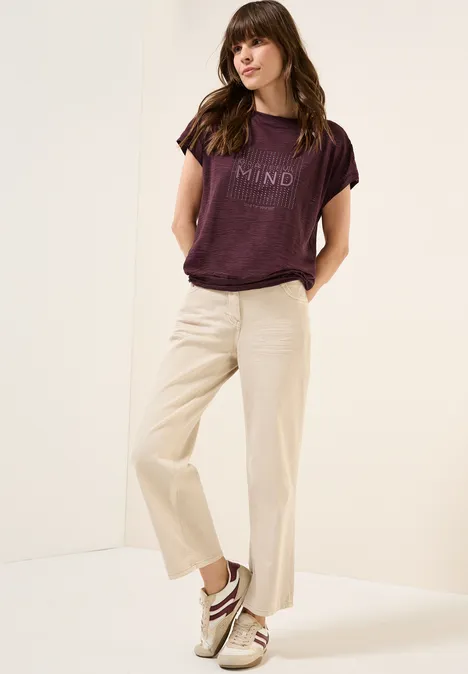 Shirt im Ausbrenner-Look mulberry red