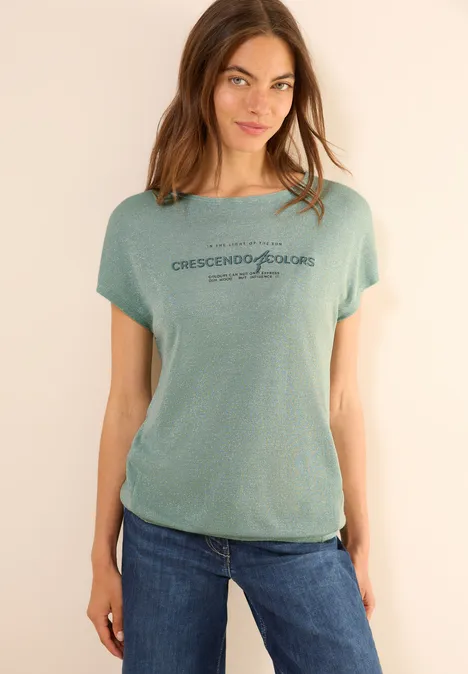 Glitzer Shirt mit Wording matcha green