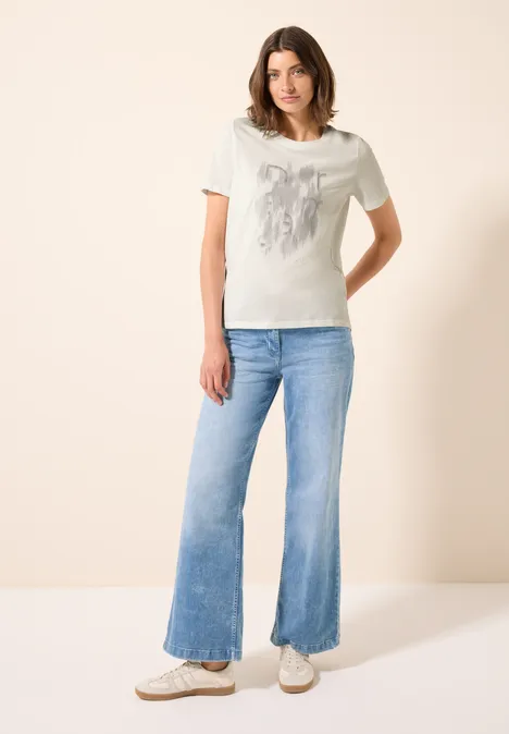T-Shirt mit Folienprint vanilla white