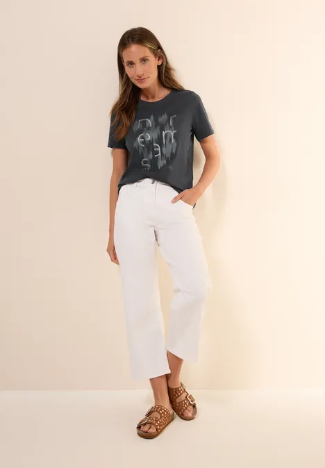 T-Shirt mit Folienprint volcanic grey