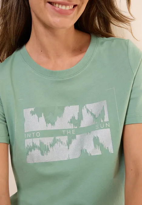 T-Shirt mit Folienprint matcha green