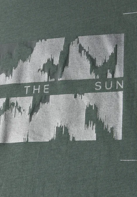 T-Shirt mit Folienprint dark balmy khaki