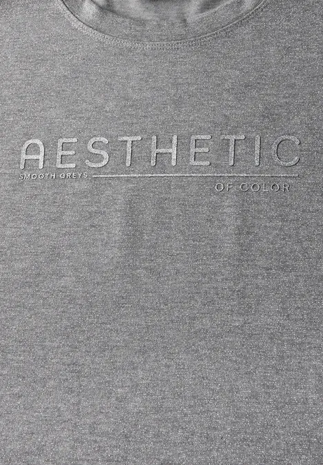 Glitzer-Shirt mit Wording fog grey melange