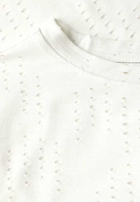 Strukturshirt mit Lochmuster vanilla white