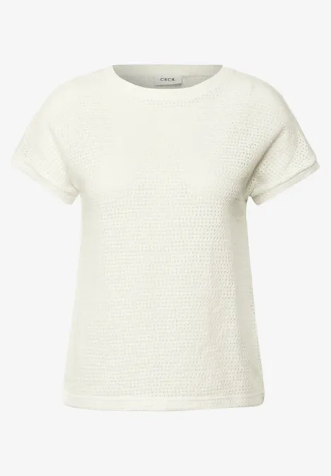 Struktur-T-Shirt vanilla white