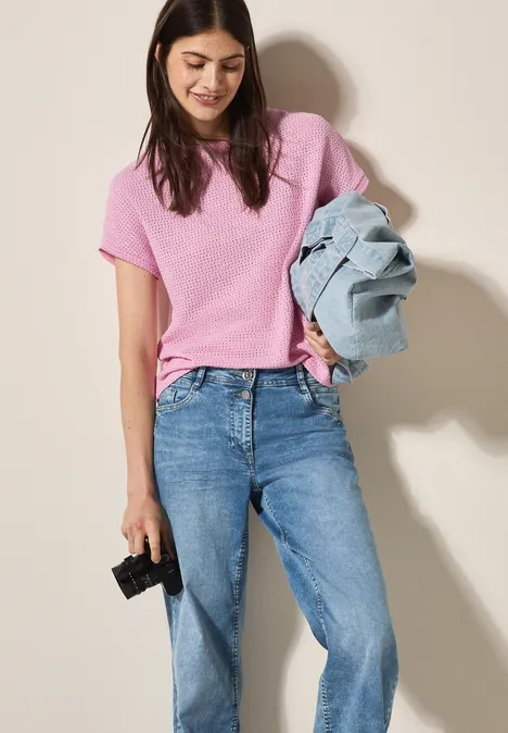 Struktur-T-Shirt cherry blossom pink