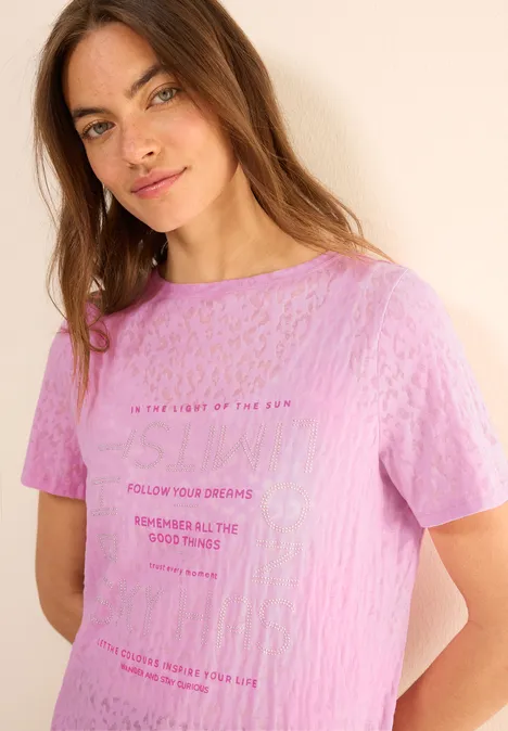 T-Shirt mit Schmucksteinen cherry blossom pink