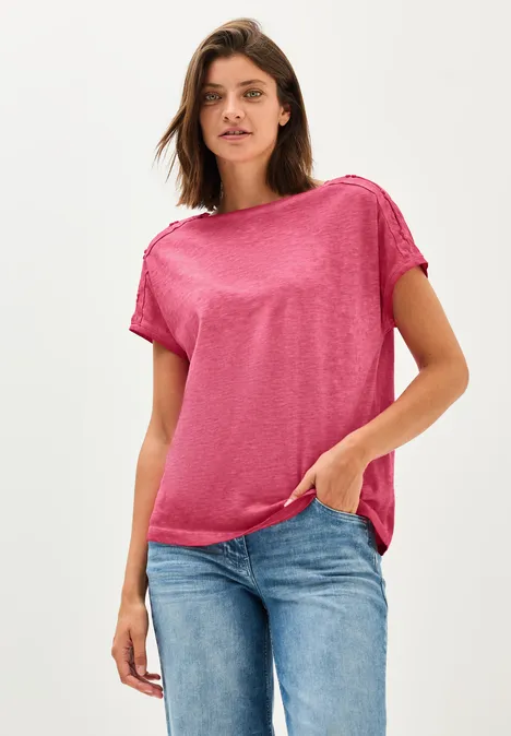 T-Shirt mit Knopfdetail glazed apple red
