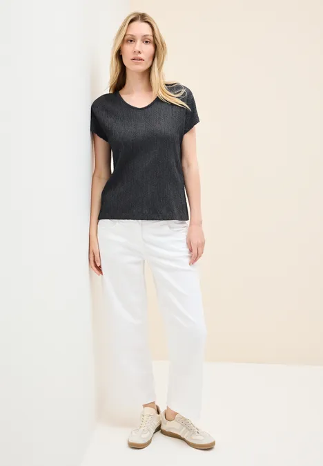 Shirt mit Smok-Struktur volcanic grey