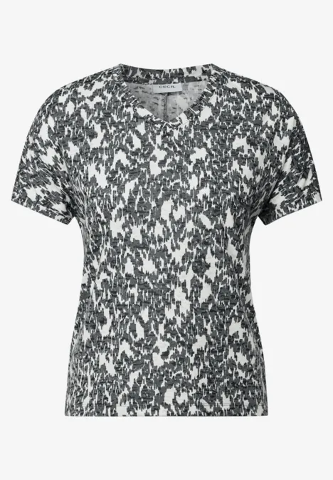 Ausbrenner T-Shirt mit Print vanilla white