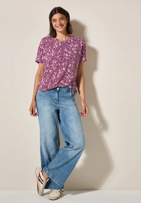 Ausbrenner T-Shirt mit Print cherry blossom pink