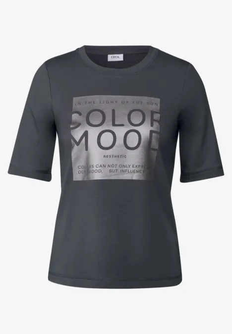 Softes Shirt mit Folienprint volcanic grey