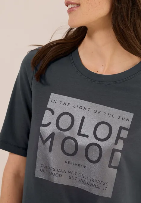 Softes Shirt mit Folienprint volcanic grey