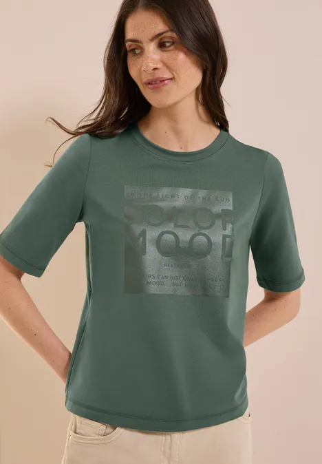 Softes Shirt mit Folienprint dark balmy khaki