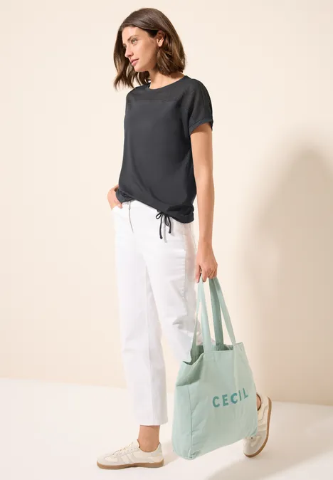 T-Shirt mit Meshdetail volcanic grey