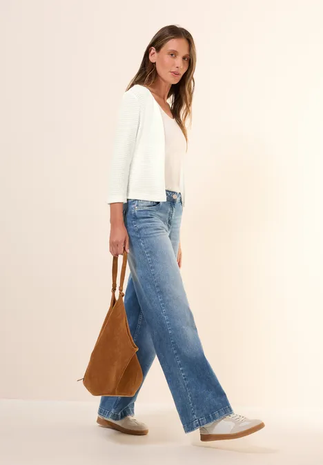 Offene Ajour-Look Jacke vanilla white