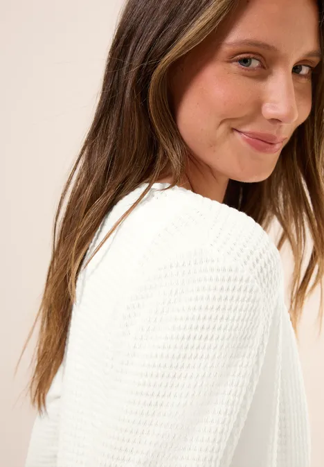 Offene Ajour-Look Jacke vanilla white