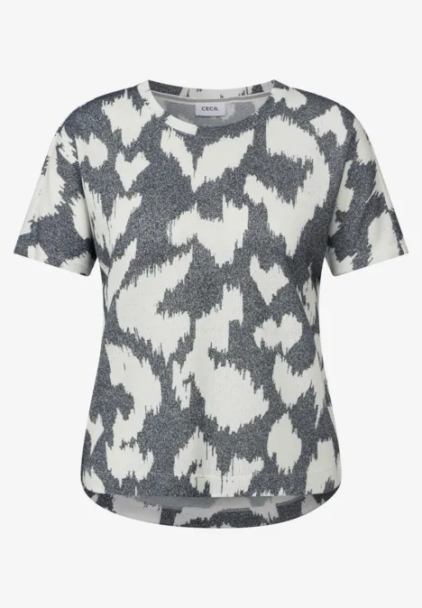 Gemustertes Crepé Shirt volcanic grey