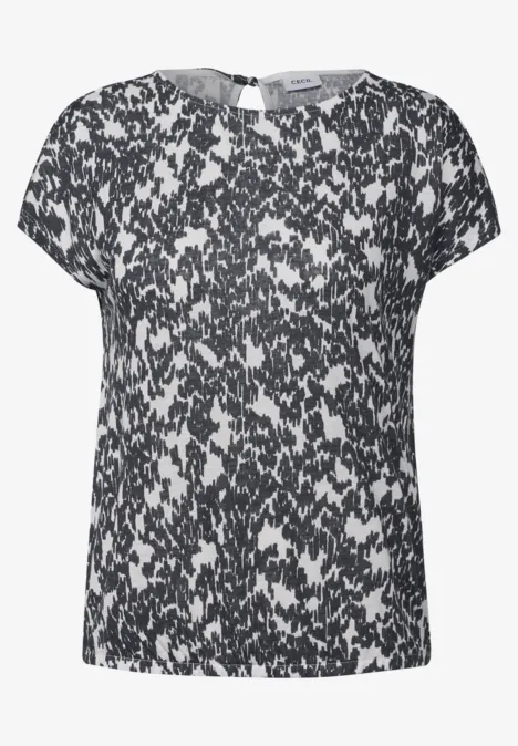 Strick-Look Shirt mit Muster vanilla white