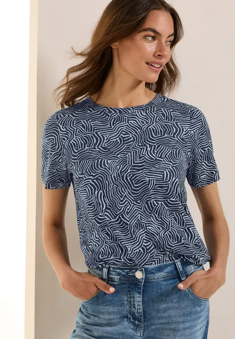 Gemustertes T-Shirt universal blue