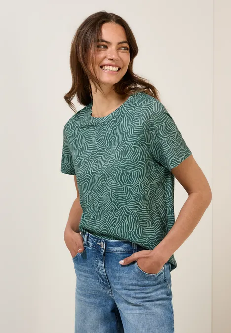Gemustertes T-Shirt dark balmy khaki