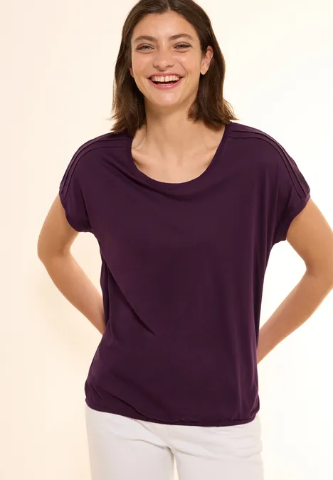 T-Shirt mit Schulterdetail deep berry