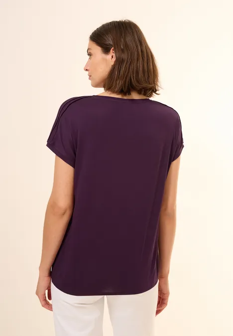 T-Shirt mit Schulterdetail deep berry