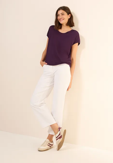 T-Shirt mit Schulterdetail deep berry