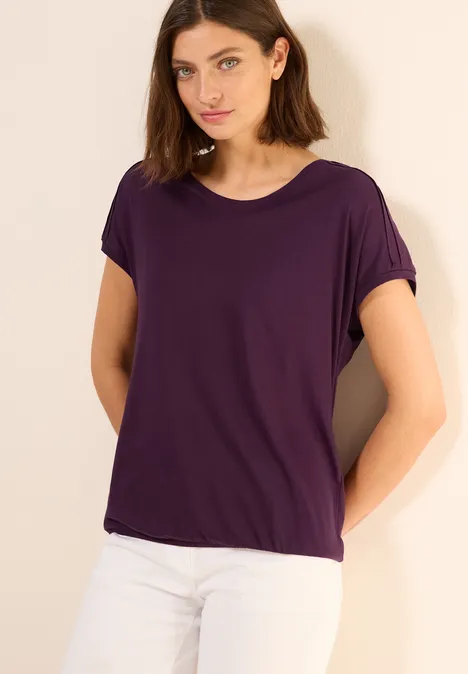 T-Shirt mit Schulterdetail deep berry