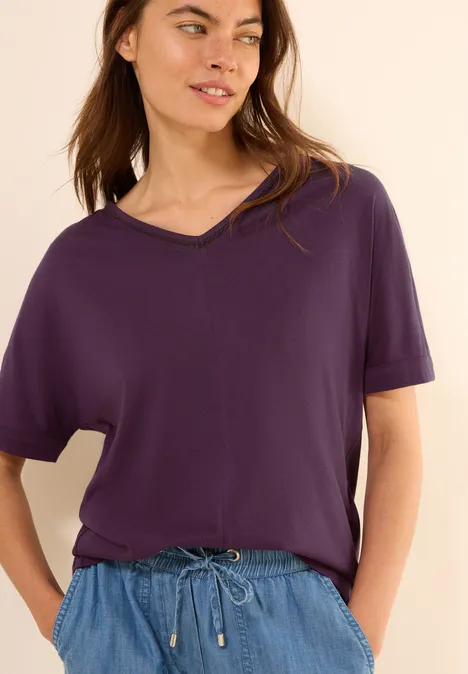 T-Shirt mit Zierdetail deep berry