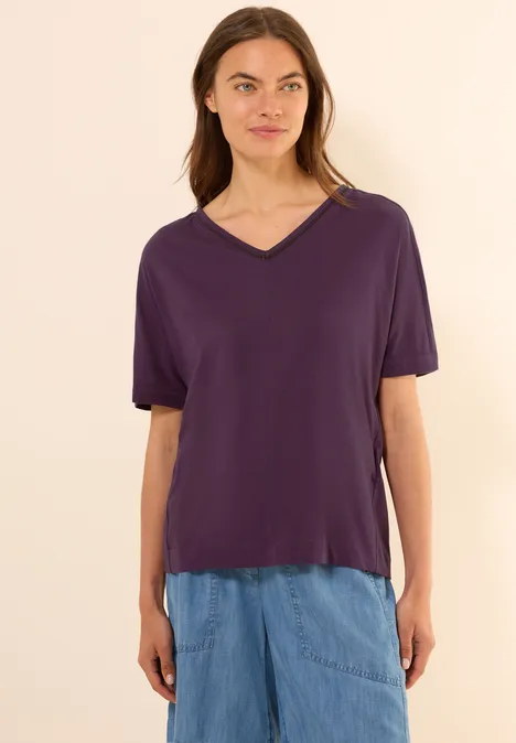 T-Shirt mit Zierdetail deep berry