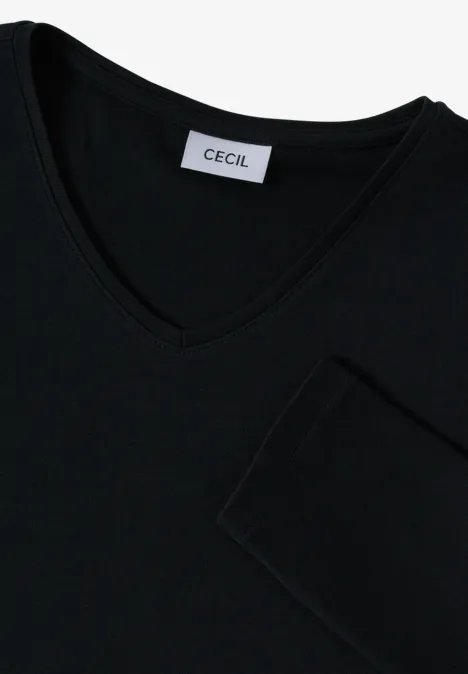 V-Neck Langarmshirt Black
