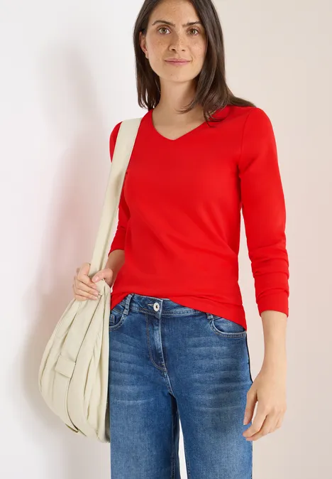 V-Neck Langarmshirt pumkin orange