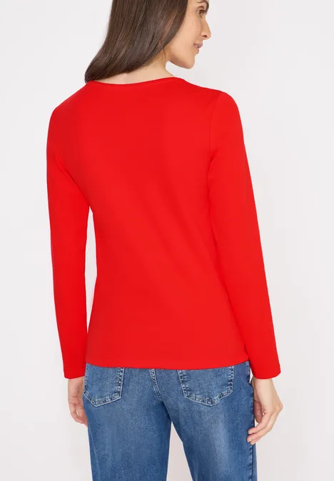 V-Neck Langarmshirt pumkin orange