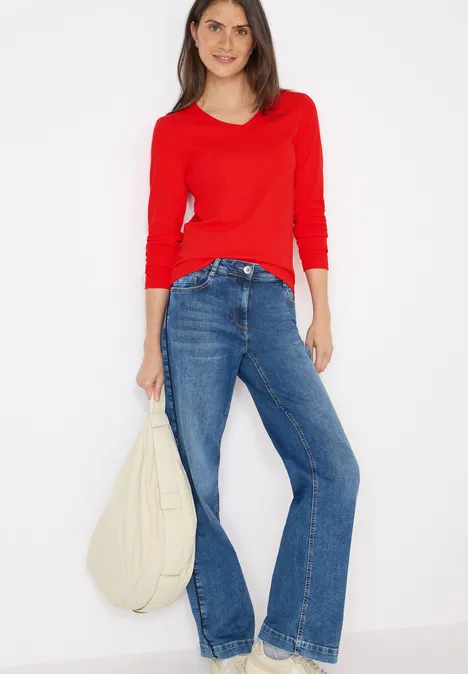 V-Neck Langarmshirt pumkin orange