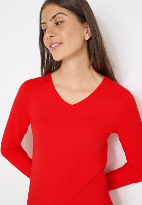 V-Neck Langarmshirt pumkin orange