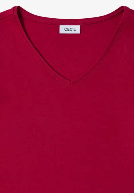 T-shirt à manches longues avec col en V beaujolais red