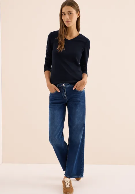 T-shirt à manches longues avec col en V urban dark blue