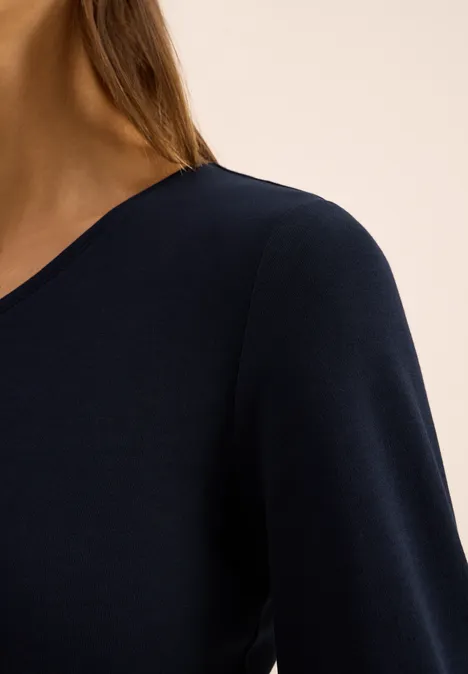 T-shirt à manches longues avec col en V urban dark blue