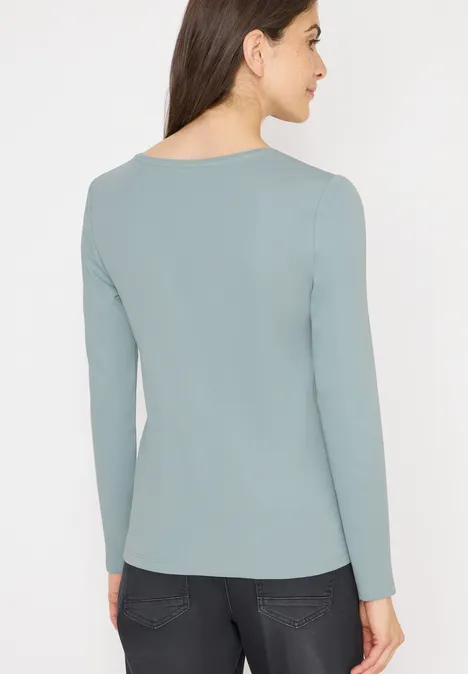 V-Neck Langarmshirt light mint blue